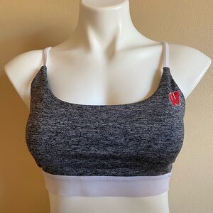 Heather Gray Sports Bra with Red Accent